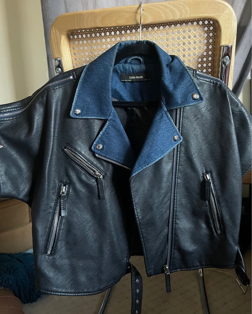 Black Faux Leather Moto Jacket - Image 1