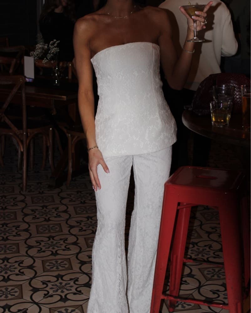 White Lace Bandeau Jumpsuit - Image 2