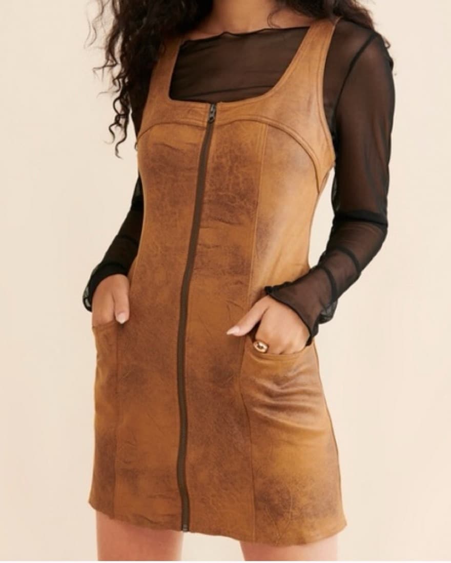 Western Wind Faux Leather Minidress - Image 1