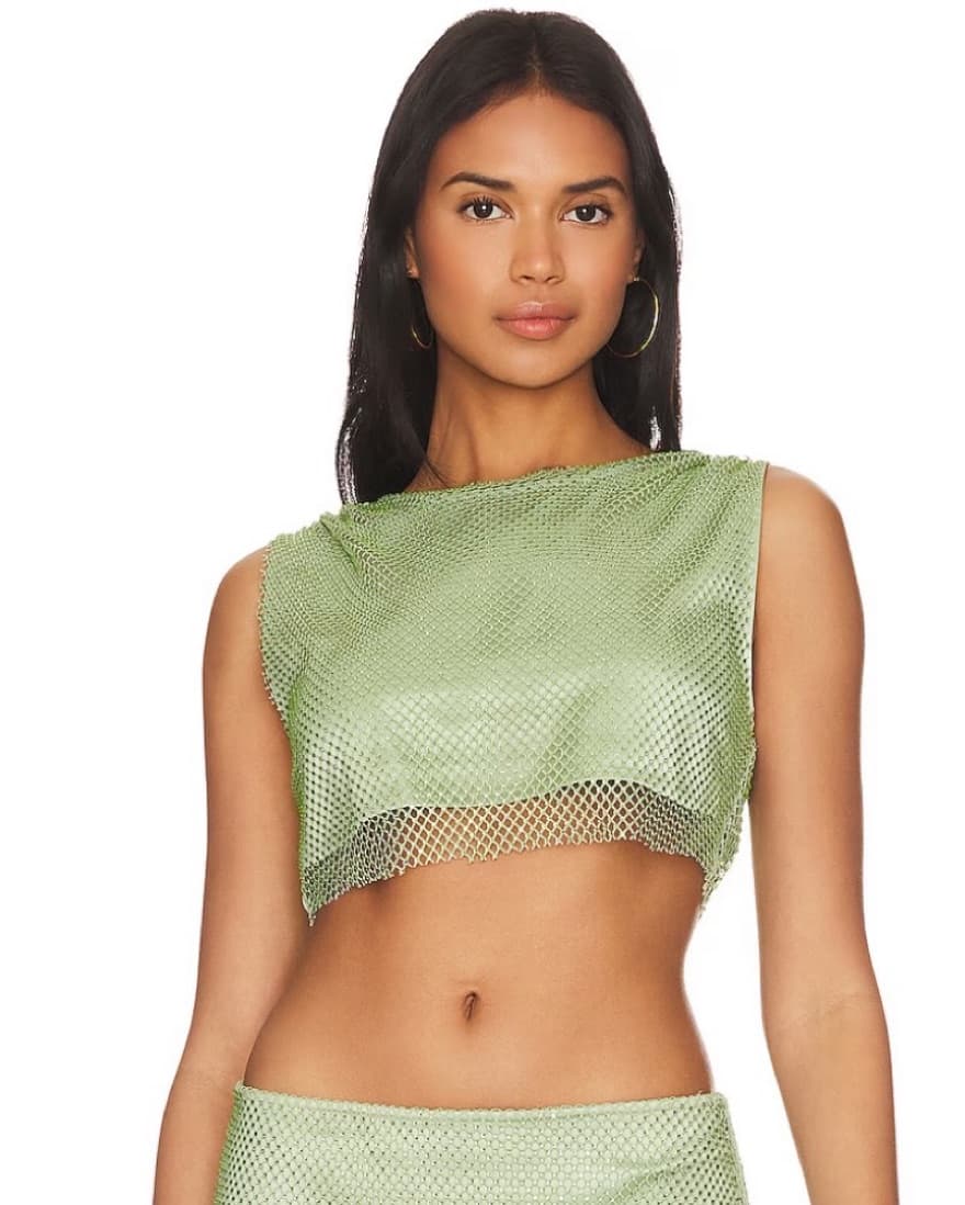 Revolve Sparkly Green Crop Top - Image 6