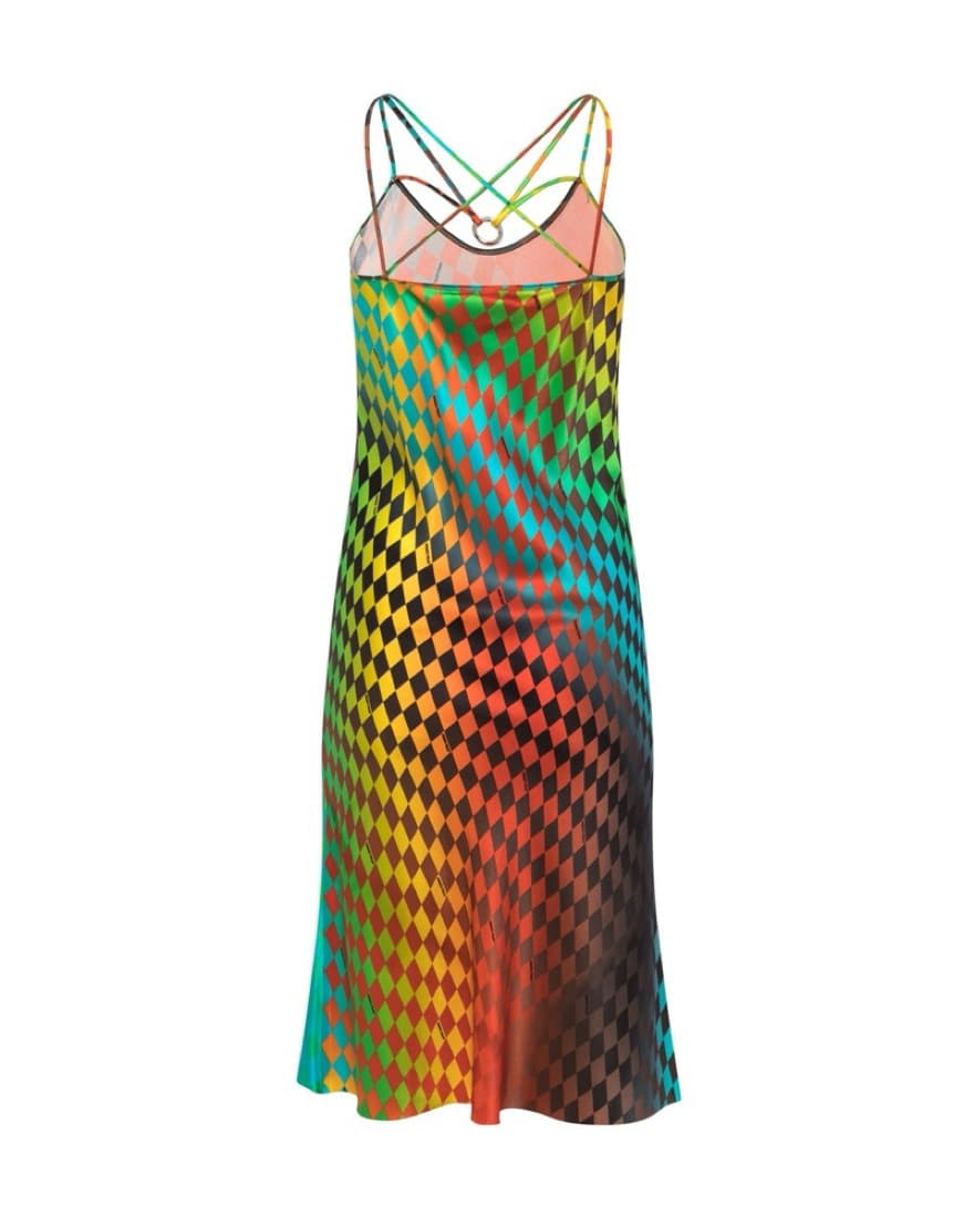 PRIVATE POLICY Rainbow Silk Slip Dress - Image 2