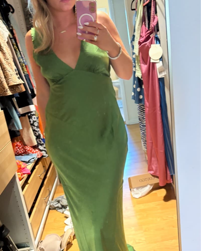 Satin Emerald Green Gown - Image 3