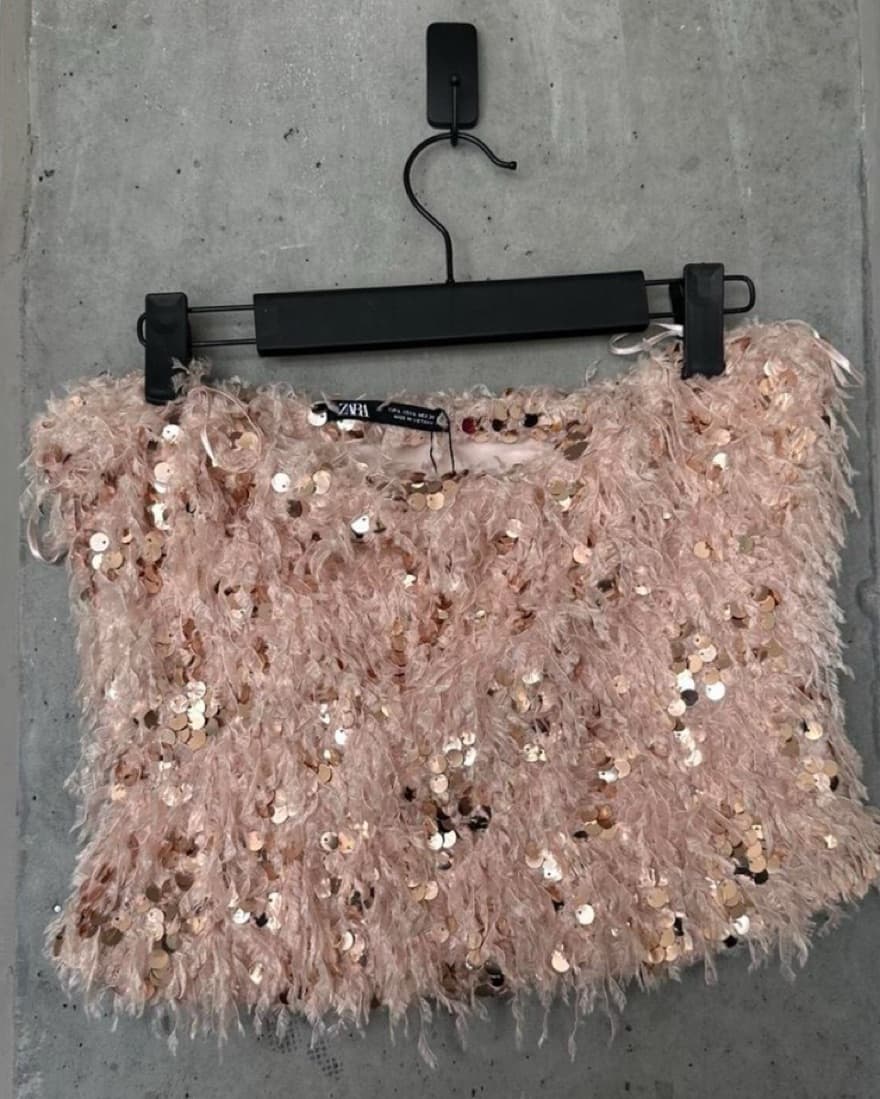 Zara Ecru Frayed Sequin Top - Image 2