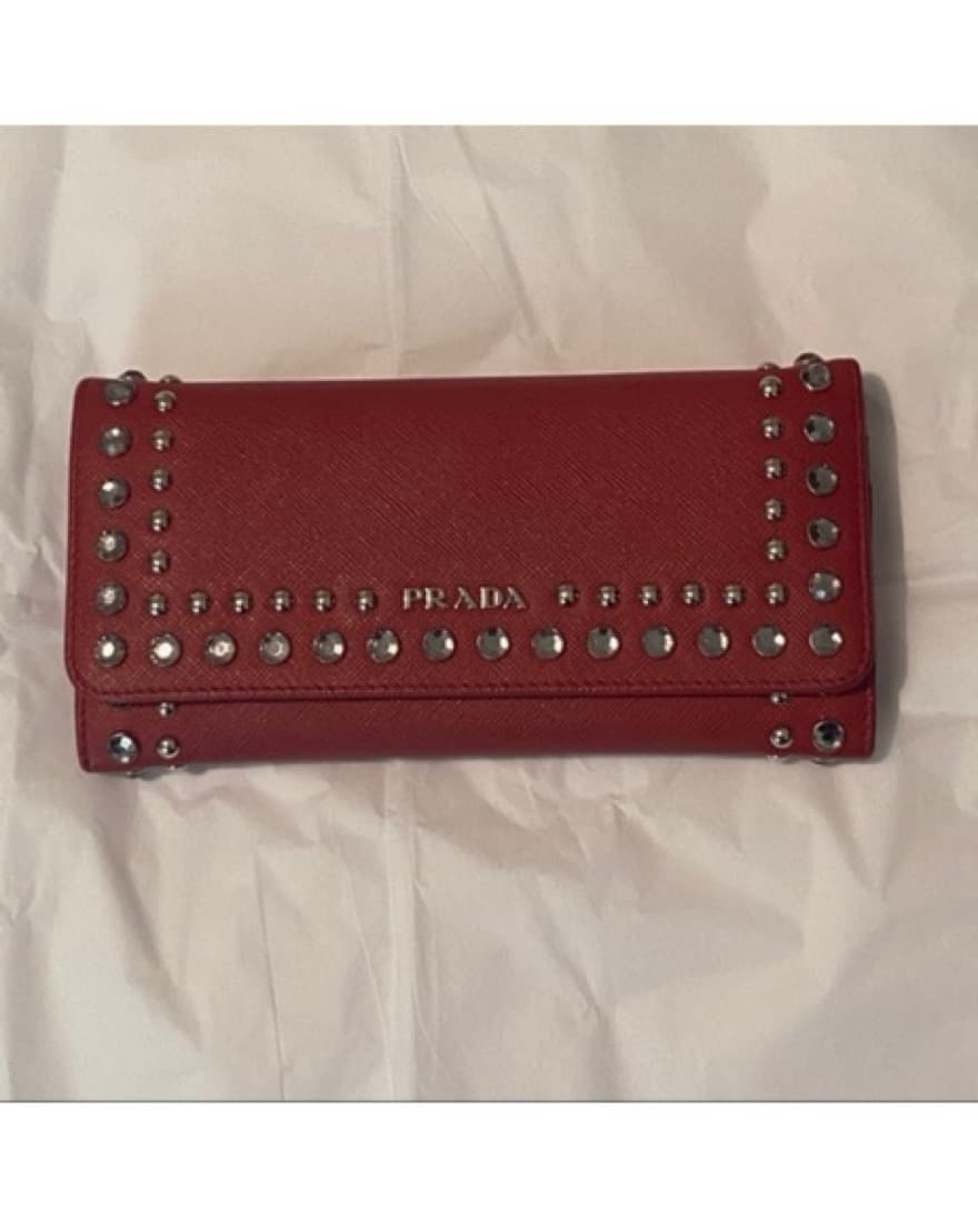 PRADA RED SAFFIANO STUDDED BORCHI CONTIN - Image 2