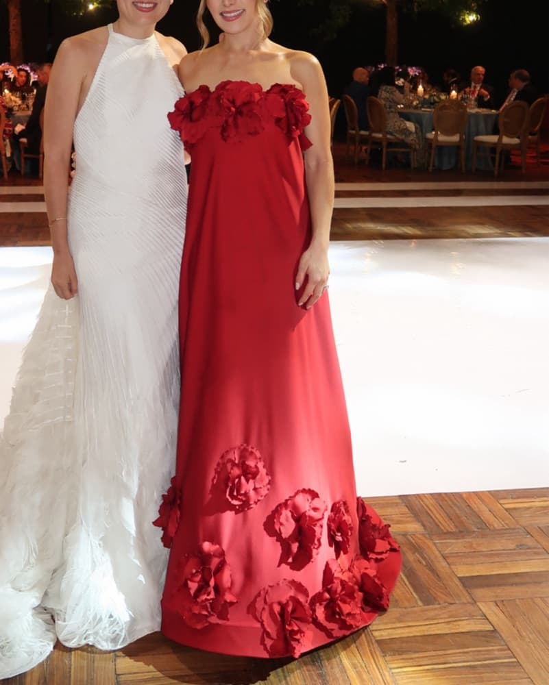 Haute Couture Floral Red Gown - Image 6