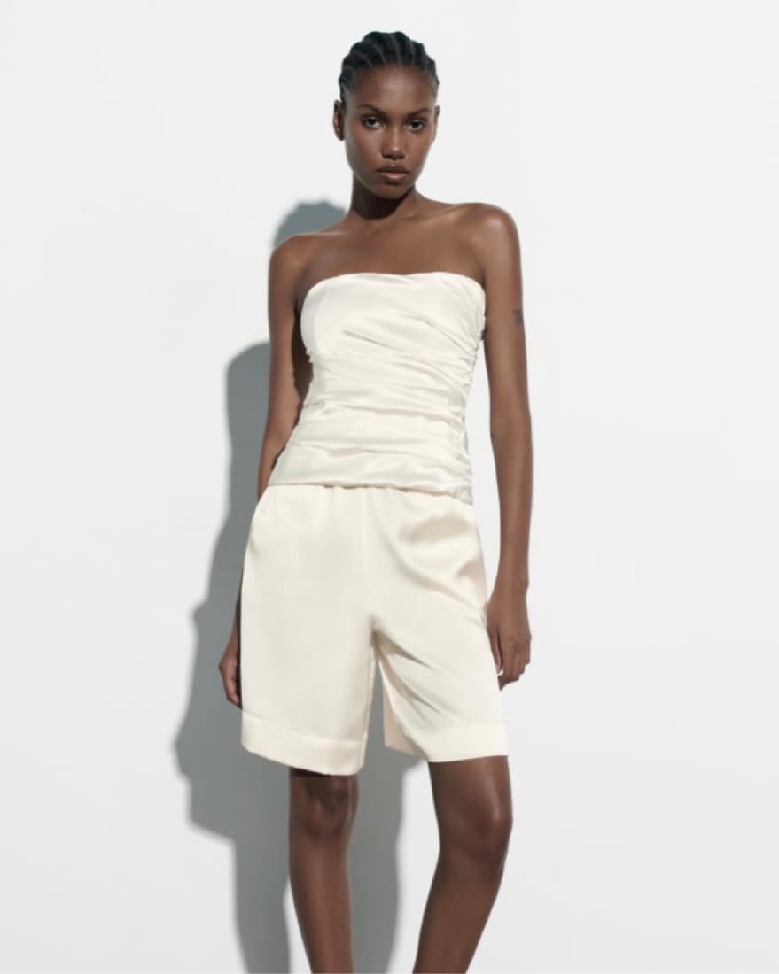 Satin White Shorts  - Image 1
