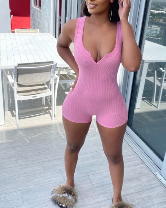 V Split Romper - Image 2