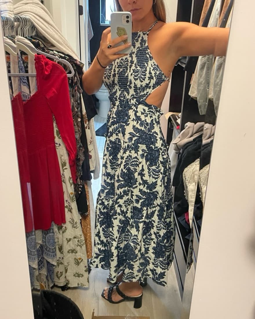Shona Joy Blue Print Dress - Image 3