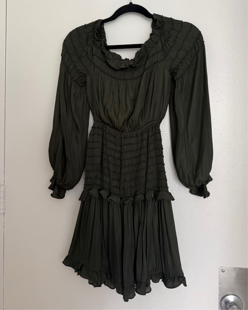 Green Long Sleeve Mini Dress - Image 3
