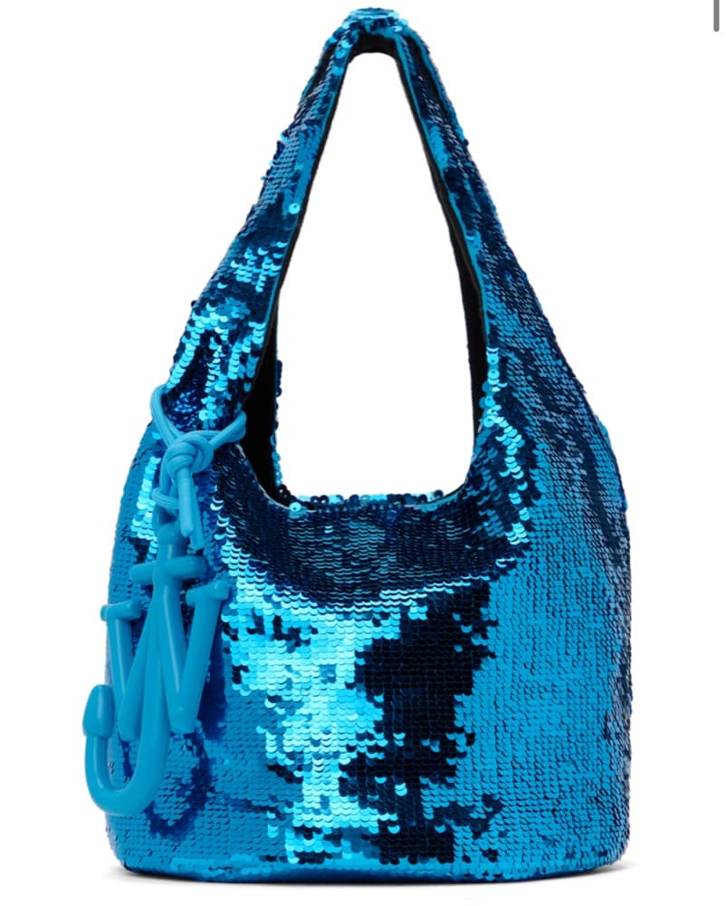 JW Anderson Blue Sequin Mini Shopper Bag - Image 1