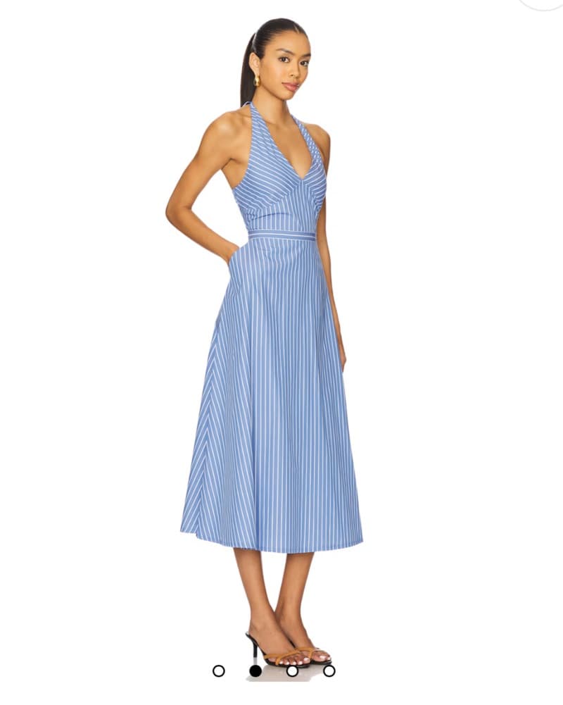 Kira Halter Shirt Dress in Blue Stripe - Image 3