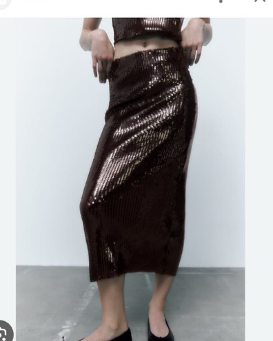Brown Sequin Midi Skirt for Holiday  - Image 2