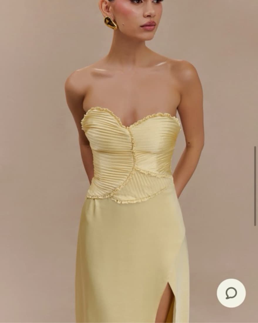 Meshki - Elegant Strapless Yellow Gown - Image 4