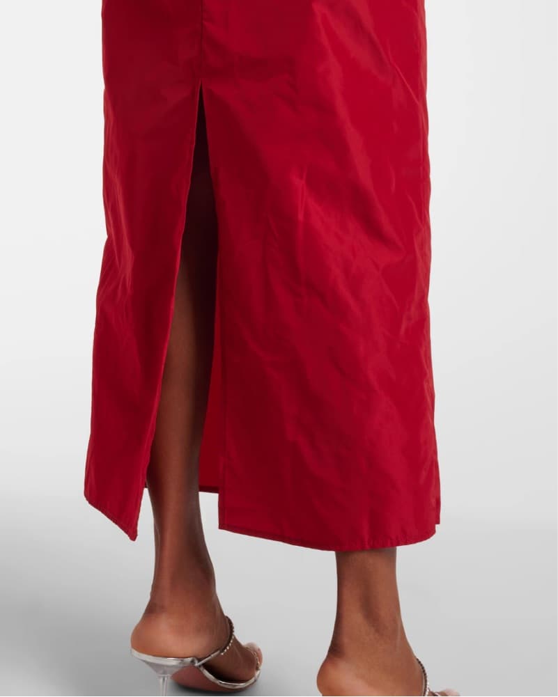 Vibrant Red Off-Shoulder Midi Dress - Image 5