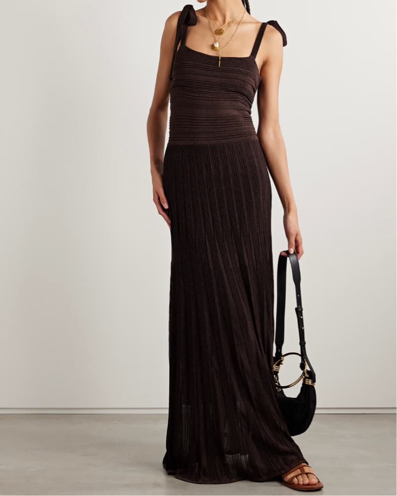 Zimmerman Brown Pleated Maxi Dress Sz 1 - Image 2