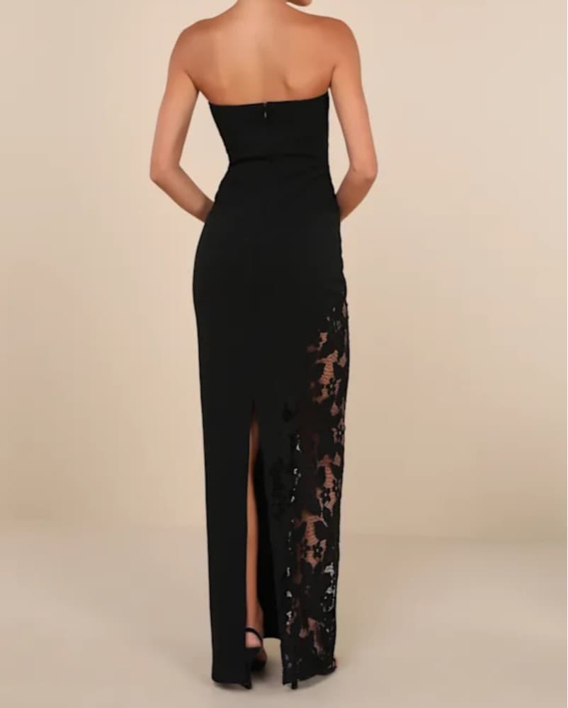 Elegant Black Lace Maxi Dress - Image 2