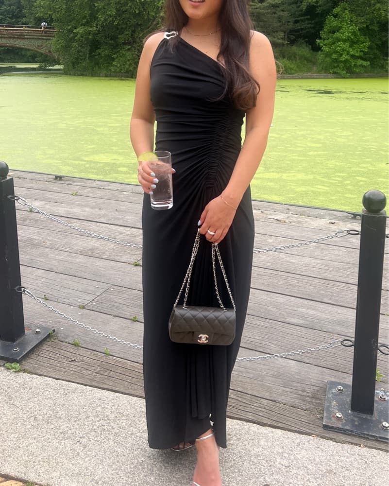 ALC One-Shoulder Black Ruched Gown - Image 3