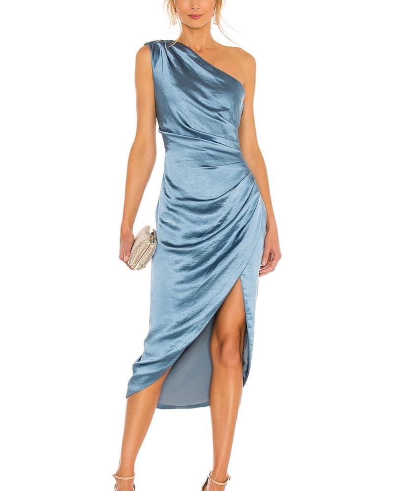 Elliat One-Shoulder Satin Midi Dress - Image 1