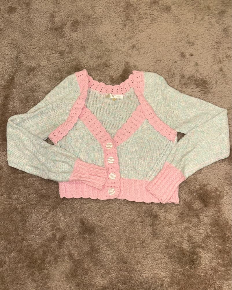 Loveshackfancy Green Cropped Cardigan - Image 2