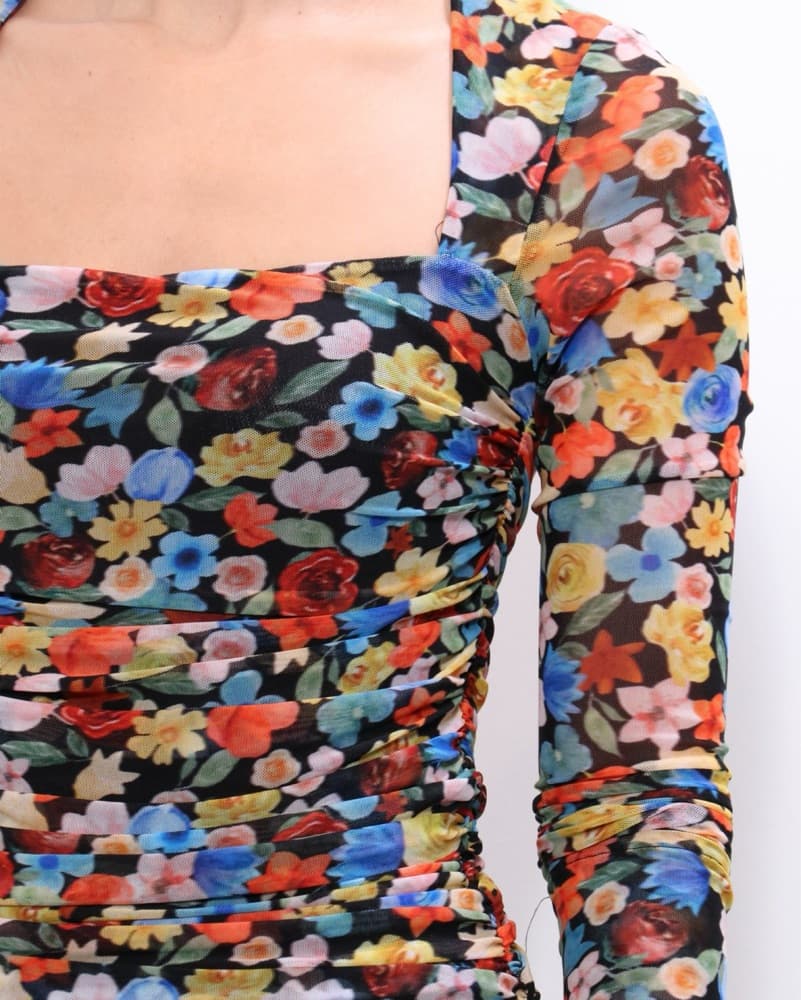 GANNI Floral Printed Mesh Dress - Image 2