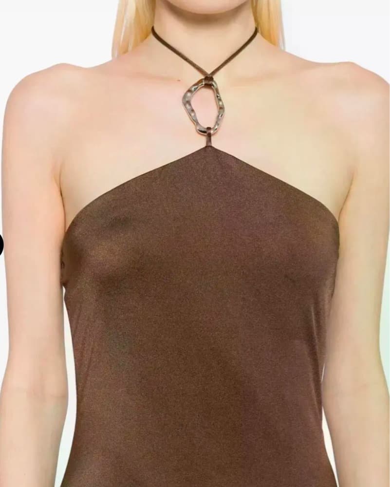 Chic Cocoa Halter Dress - Image 4