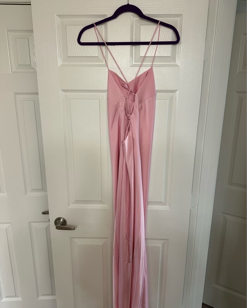 Elegant Pink Satin Maxi Dress - Image 3