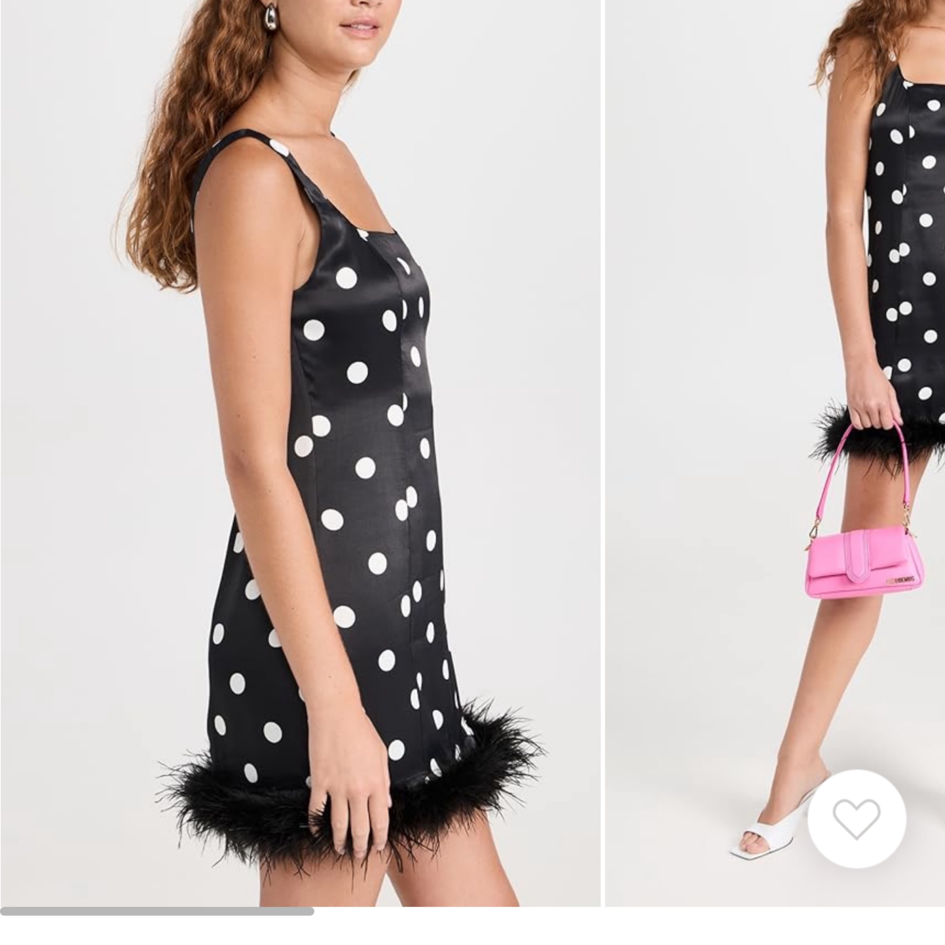 KITRI Black Polka Dot Feather Trim Dress - Image 3