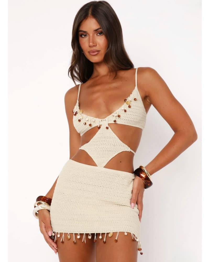 White Fox Knit Mini Dress - Image 2
