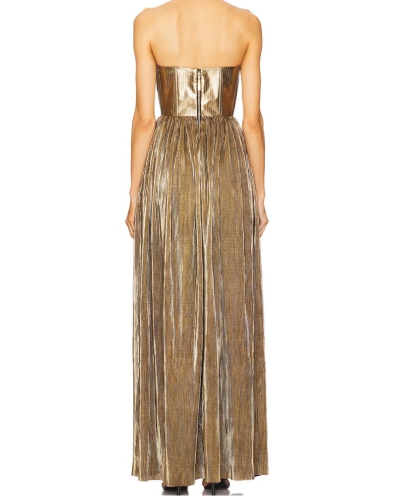 Bronx & Banco Gold Pleated Gown - Image 2