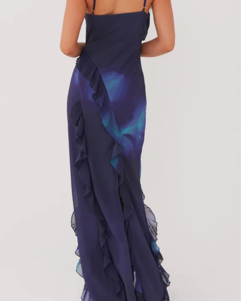 Stunning Ruffled Faux Wrap Maxi Dress - Image 2