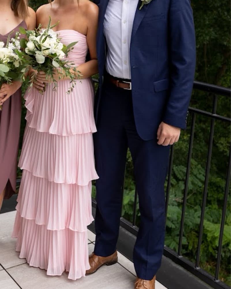 Light Pink Strapless Tiered Maxi Dress - Image 3