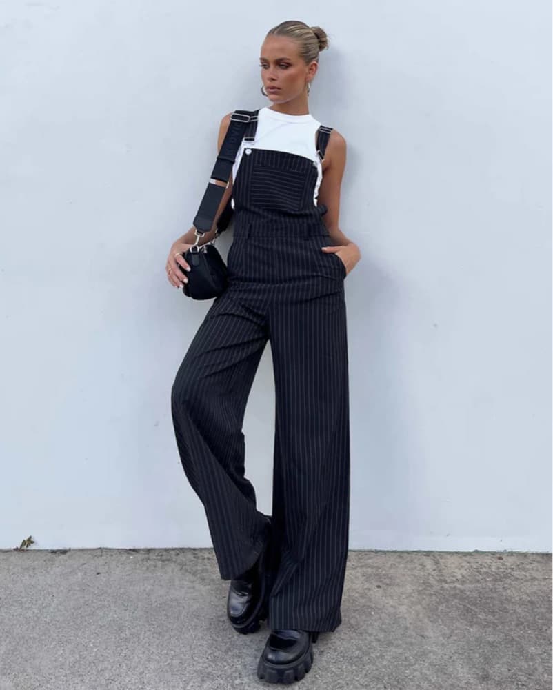 Hayden Overalls Black Pinstripe - Image 1