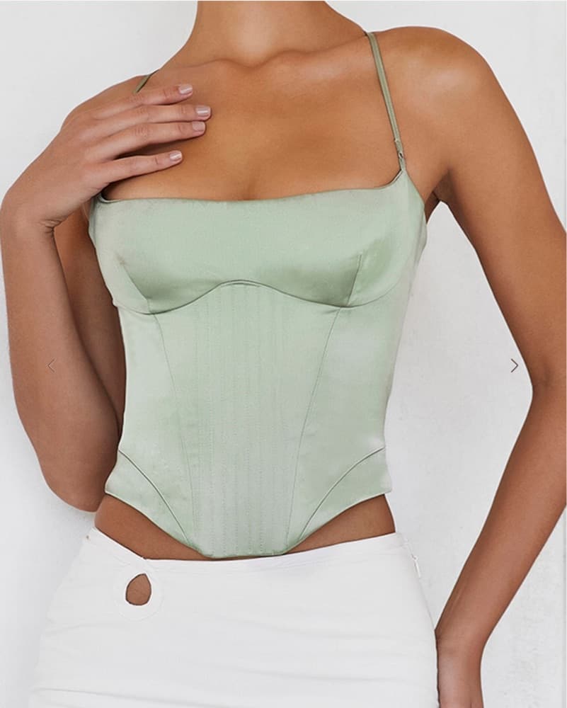 Sage Satin Corset - Image 1
