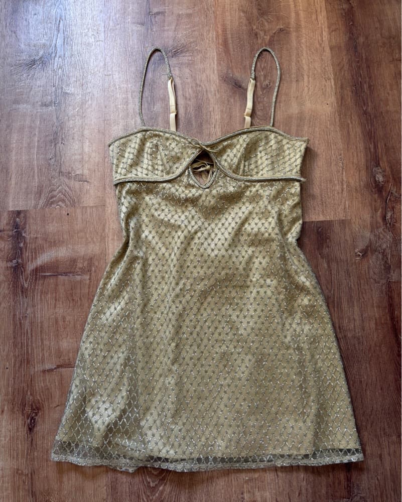 For Love & Lemons Gold Glitter Slip - Image 4