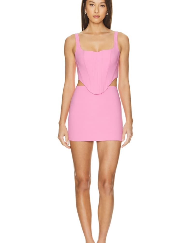 Bardot Pink Bustier Skirt Set - Image 3