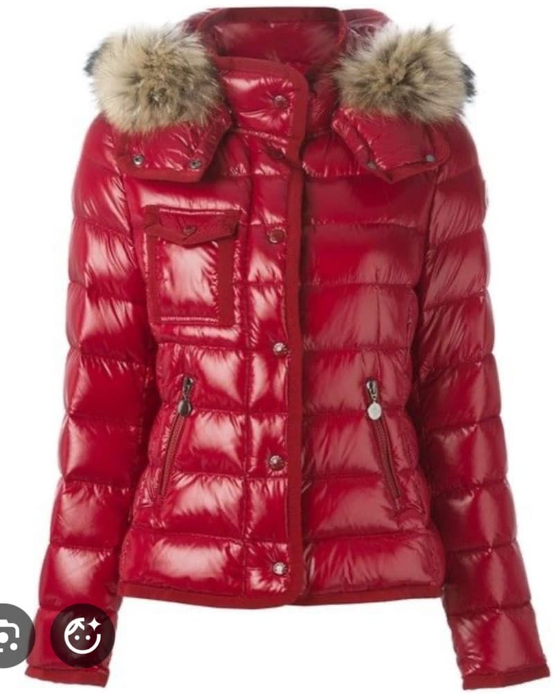 Moncler Red Puffer Coat Fur Ski - Image 2