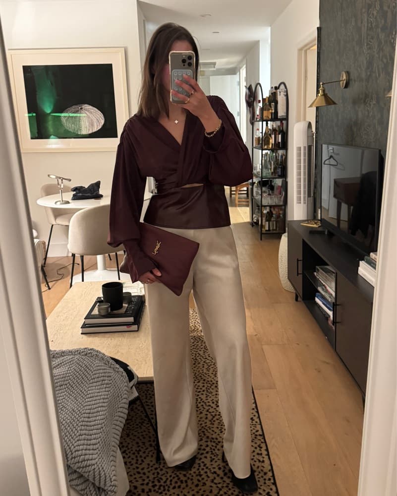 Commense Faux Leather Blouse - Image 1