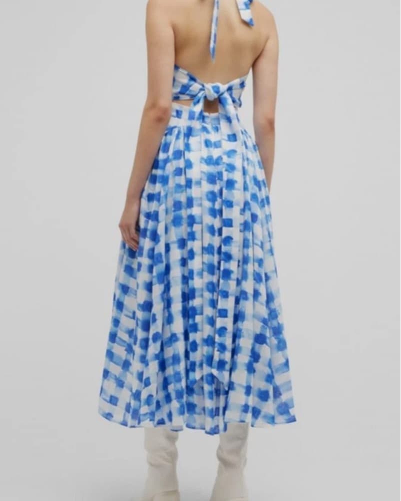 Rosie Assoulin Blue Check Dress Size 2 - Image 3