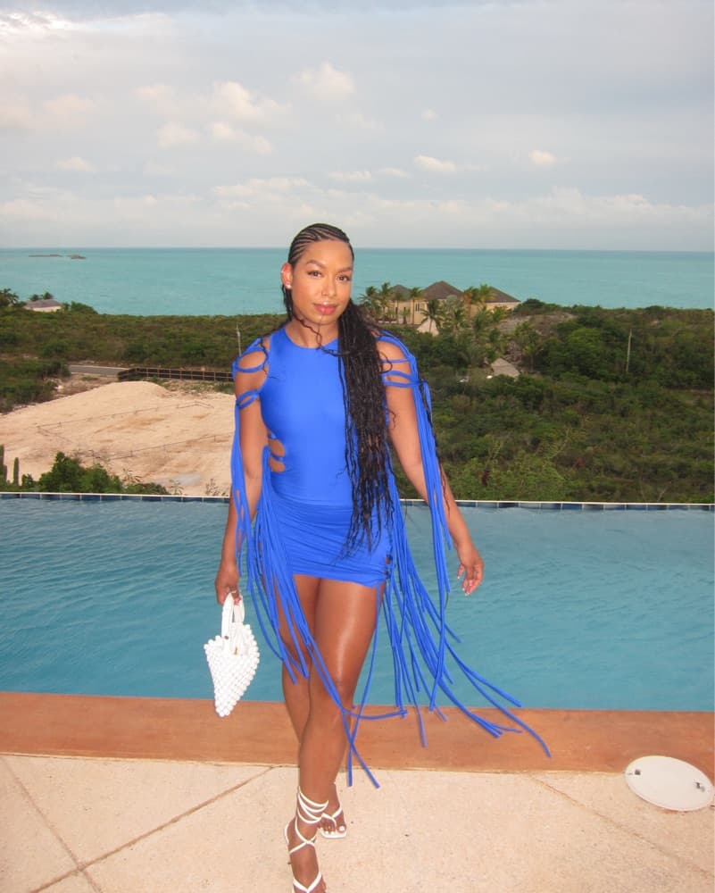 Custom Two Piece Blue Skirt Set - Image 3