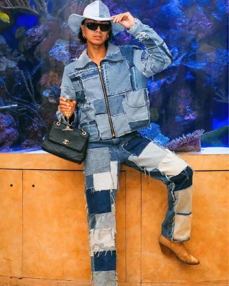 Custom Denim Look  And Hat  - Image 1
