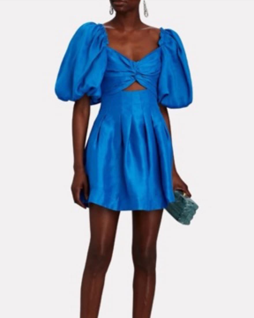 Aje Knot Puff Sleeve Mini Linen Dress - Image 1
