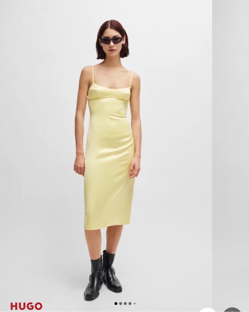 Hugo Boss - Yellow Satin Dress - Image 3