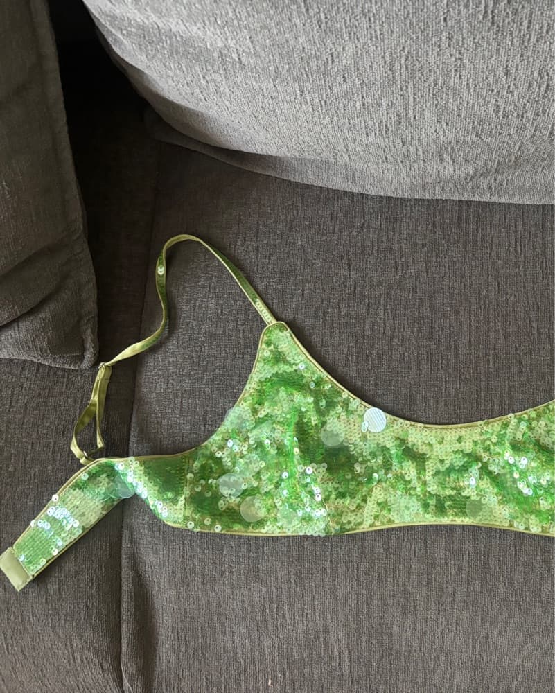 Shimmering Green Sequin Bralette - Image 3