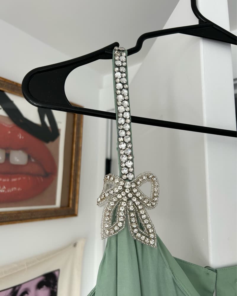 Elegant Satin Mint Flappercore Dress - Image 4