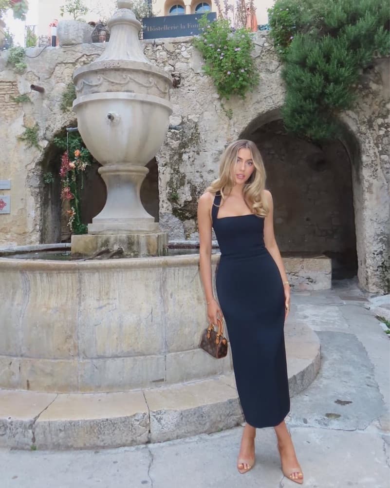 Odd Muse Halter Midi Dress In Navy Black - Image 1
