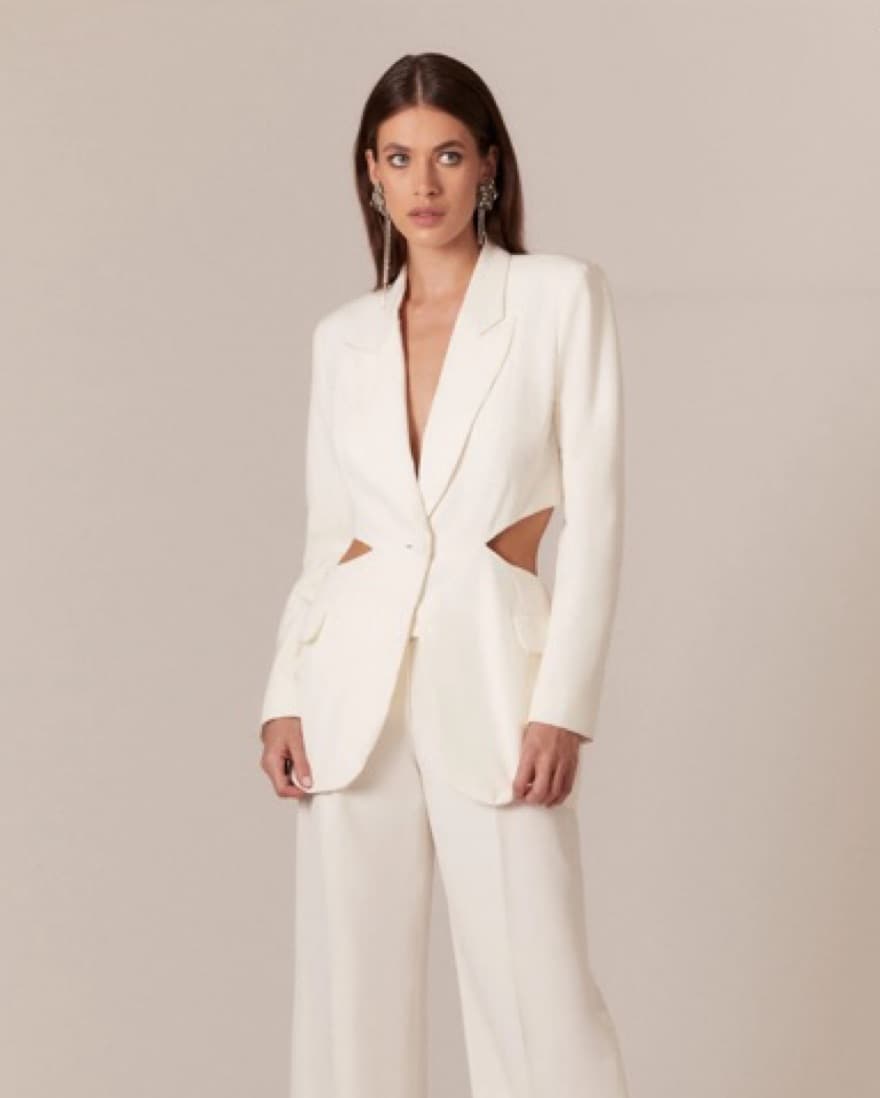 Bardot Backless Blazer In Ivory - Image 1