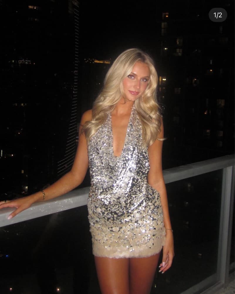 Halter Neck Sequin Party Dress - Image 1