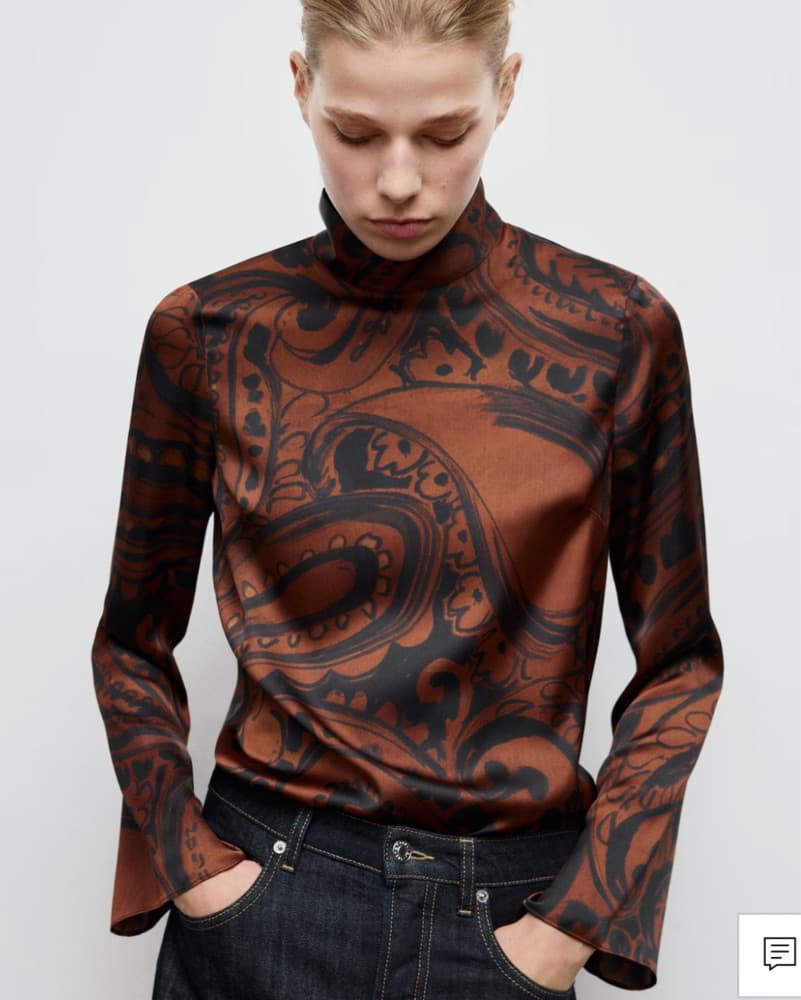 Mango Paisley Print Satin Blouse - Image 1