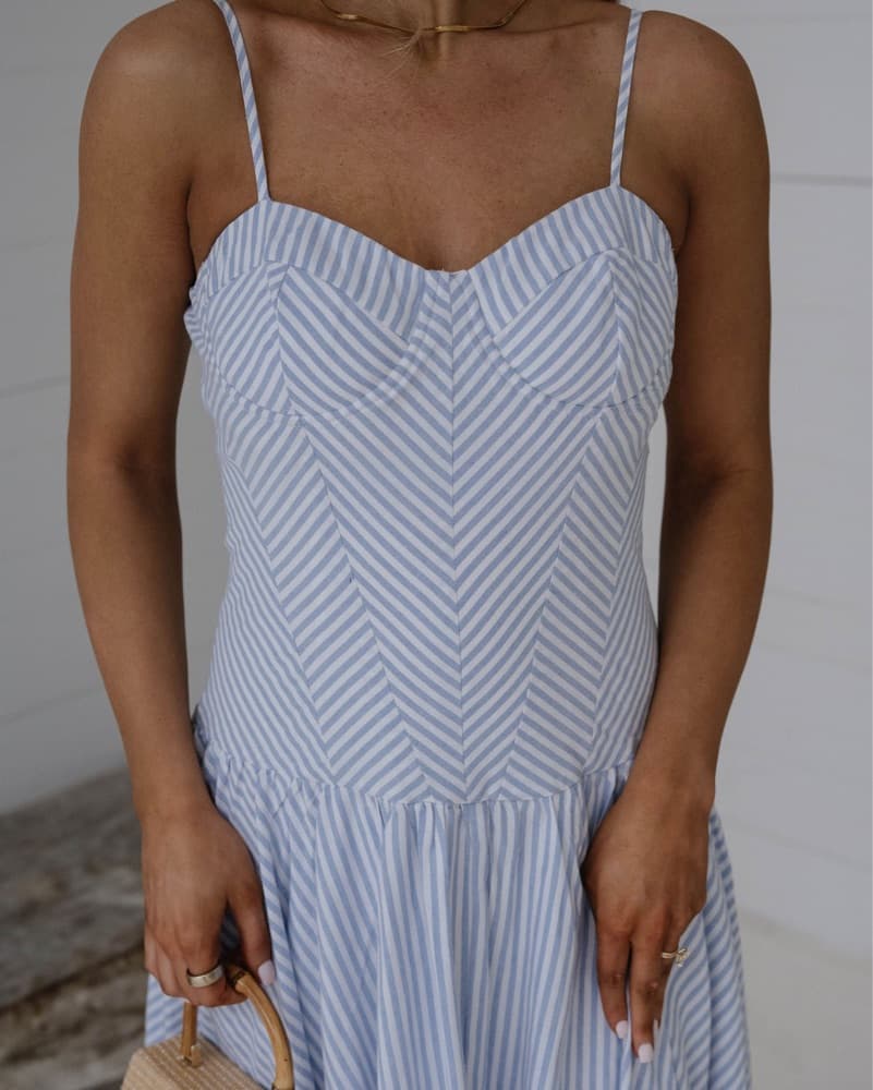 Blue & White Striped Maxi - Image 3