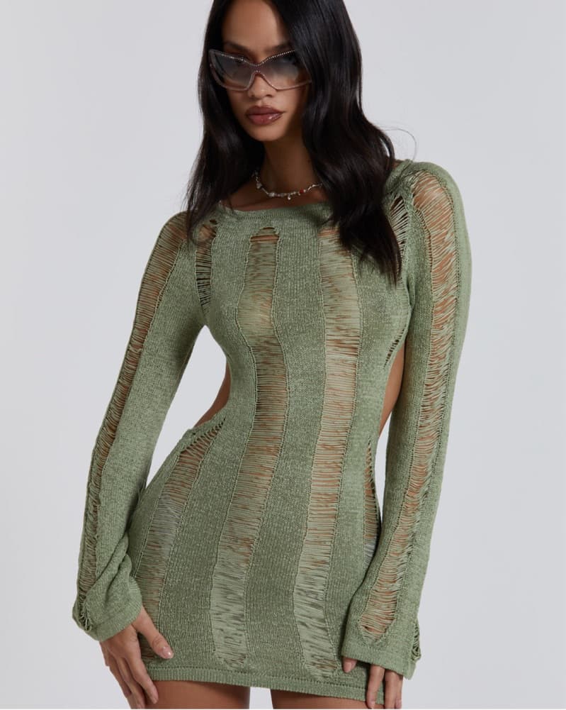 Jaded London Green Umbra Mini Dress - Image 1